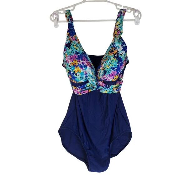 Maxine Of Hollywood Women's V-Neck Drape Front Mio One Piece Swimsuit Size 10 - Picture 12 of 13